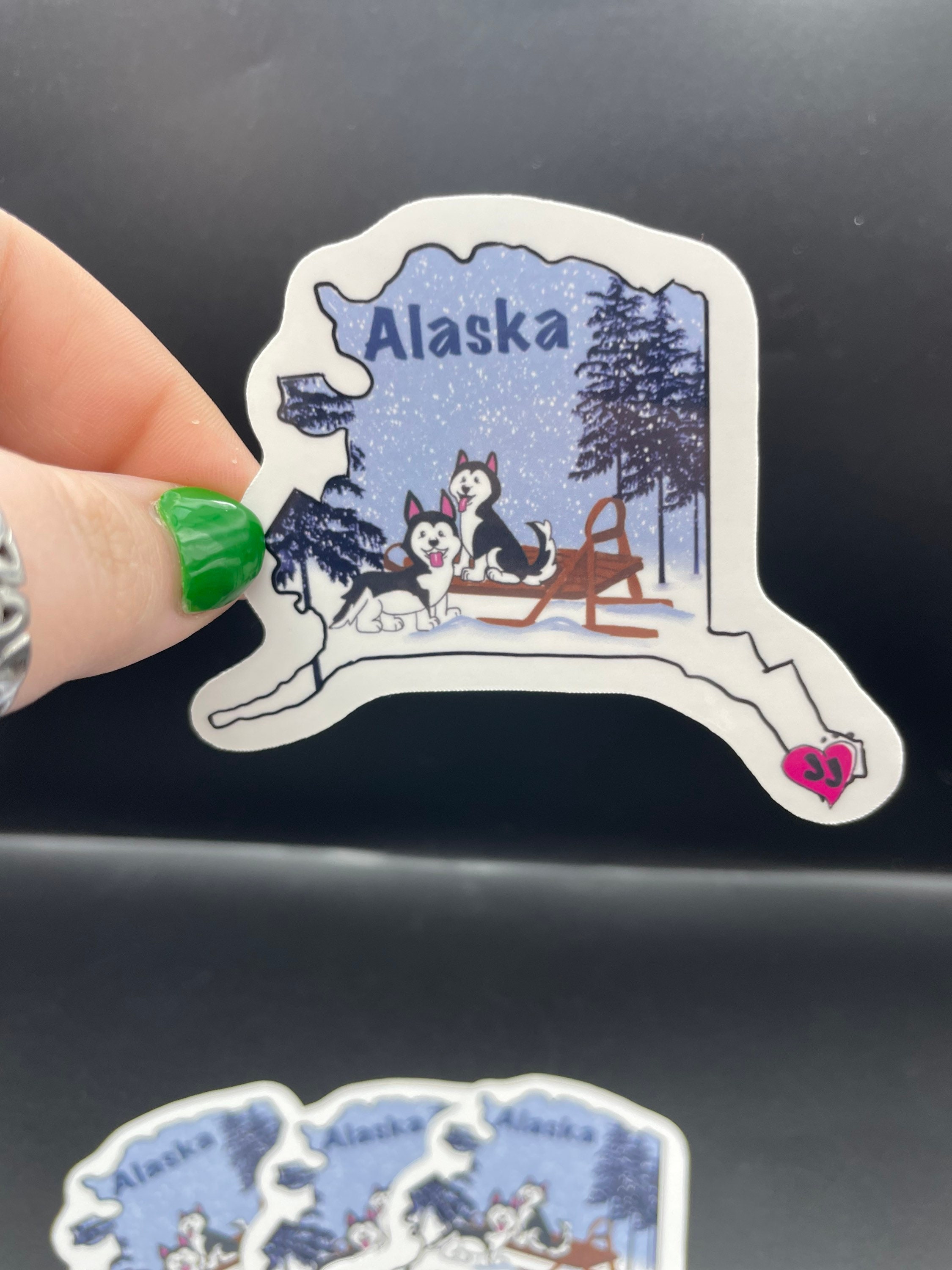Alaska State Outline Sticker - Sled Dogs - Etsy
