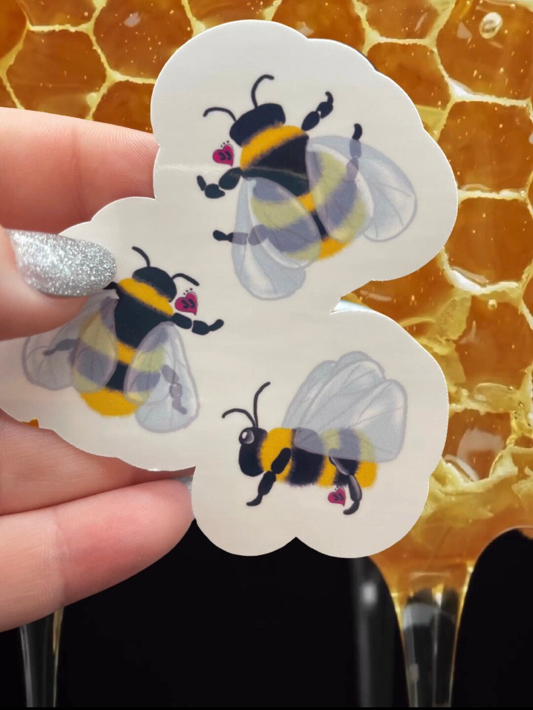 Trio of Bee Stickers - Waterproof Vinyl Decals - Etsy