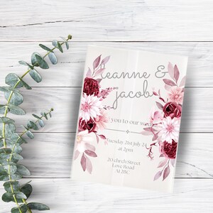 Veste en vélin 5 x 7 invitations de mariage, Couverture d&#39;invitation de veste de mariage en vélin floral imprimé,