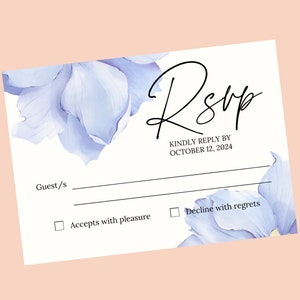 Cartes de mariage invitation Rsvp modernes bleues, carte postale Rsvp de fête d'anniversaire de mariage, cartes Rsvp A6 réponse floral bleu abordables