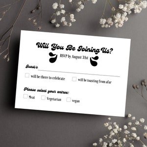 Rsvp uitnodigingen invoegen, bruiloft rsvp invoegset, babyshower, verjaardag, doop, partij rsvp-kaart