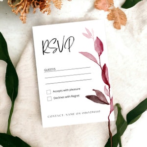 Sets rode RSVP-kaarten, bedrukte RSVP-kaart met rode bloemen voor elk evenement, zelfvullende betaalbare RSVP-bruiloft, verjaardag, RSVP-feestuitnodigingskaart