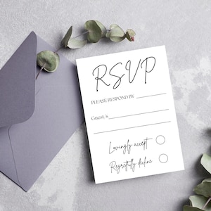 Tarjetas Rsvp para cualquier ocasión, paquete minimalista de tarjetas Rsvp en blanco y negro, boda Rsvp, cumpleaños, bautizo, fiesta