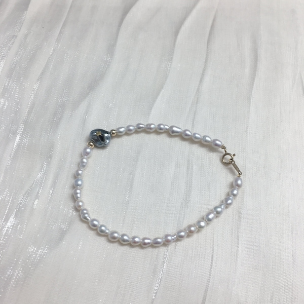 Natural Pearl  Bracelet,  Freshwater KESHI Pearl Bracelet, Personalized Pearl Bracelet,S925 sterling silver, 17CM, summer gift for her