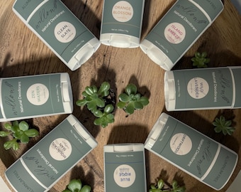 Desodorante natural / Sin aluminio / Sin bicarbonato de sodio / Desodorante para piel sensible / Desodorante con magnesio / Ingredientes limpios / Aceites esenciales