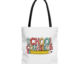 School Counselor Tote, School Counselor Retro Tote, Gift for Counselor, End of school year gift fo teachers