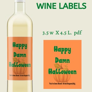 Funny Hallowine Labels Printable Halloween Wine Labels You've Been ...