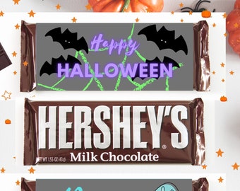 Envoltorios de barra de dulces de Halloween Regalo de Halloween de otoño Imprimible Decoración de Halloween Configuración de mesa Favor nupcial de Halloween Fiesta de oficina PDF