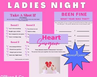 Divorce Party Games Printable Breakup Party Games Bundle FNF Pink Party Girls Night Divorce Celebration Divorced AF Divorce Party Games