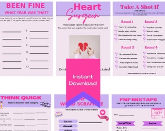 After the Break Up Party Games Printable Divorce Party Games Bundle FNF Party Girls Night Newly Single Divorce Celebration Divorced AF