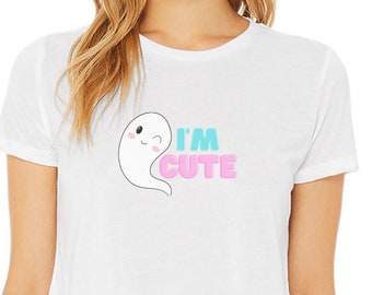 I’m Cute Ghost Crop Top, Cute Halloween Shirt, Halloween Cropped T-Shirt, Gifts, Spooky Season Shirt