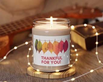 Thankful For You Fall Leaves Scented Soy Candle, 9oz | 50-60 hour burn time
