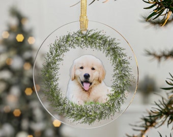 Personalized  Pet Photo Ornament, Dog Photo, Cat Photo, Pet Keepsake, Dog Gift, Custom Pet Ornament