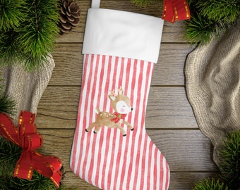 Spotted Reindeer Stripe Christmas Stocking