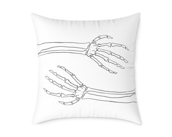 Skeleton Hug Throw Pillow. Double sided design. 4 sizes available:18", 20", 24", & 26"