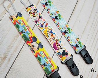 Clubhouose Pacifier Clip / Baby shower gift / fabric pacifier clip / handmade baby present /