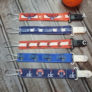 Pacifier Clip/ Baby shower gift / fabric pacifier clip / handmade baby present / Professional Basketball / Southeast