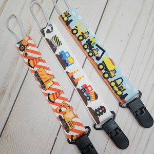 Construction Tractor Car Pacifier Clip / Baby Shower Gift / Fabric ...