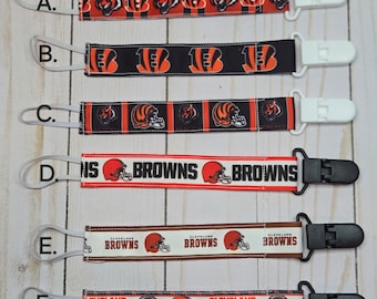 Professional Football Pacifier Clip/ Baby shower gift/fabric pacifier clip / handmade baby present /