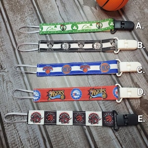 Pacifier Clip/ Baby shower gift / fabric pacifier clip / handmade baby present / Professional Basketball