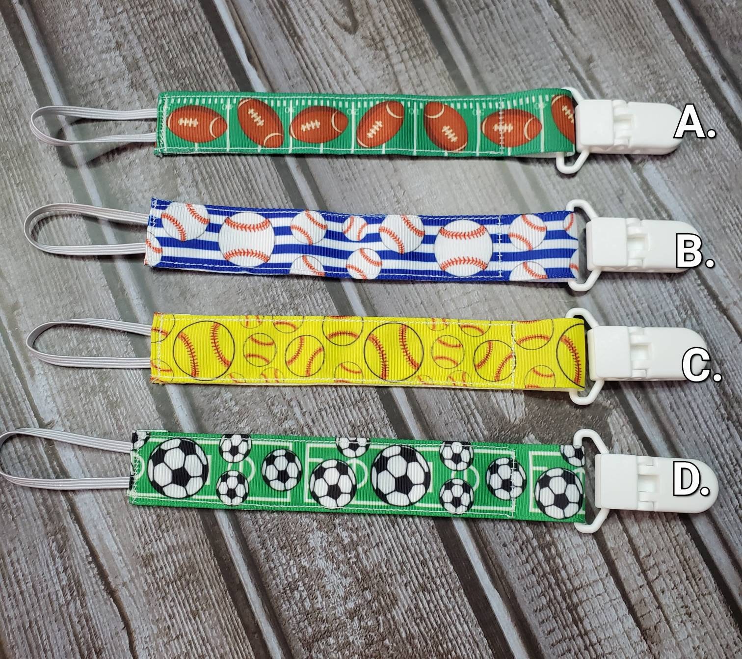 Pacifier Clips / Sports - Etsy