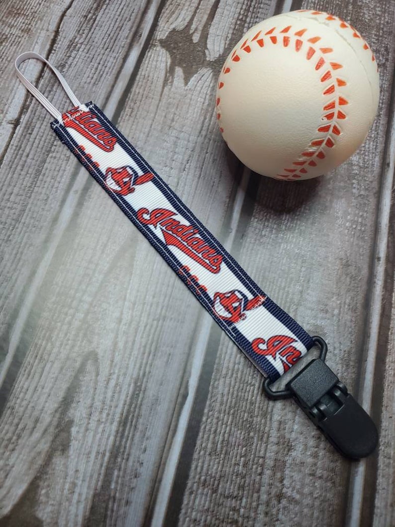 Pacifier Clip/ Baby shower gift / fabric pacifier clip / handmade baby present / Professional Baseball / American Central image 3