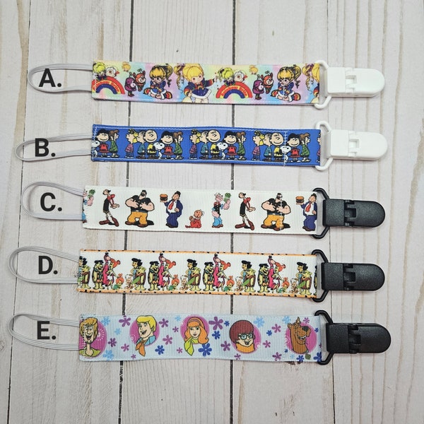 TV Show Mystery Dog Vintage Stone Age Pacifier Clip / Baby shower gift / fabric pacifier clip / handmade baby present /