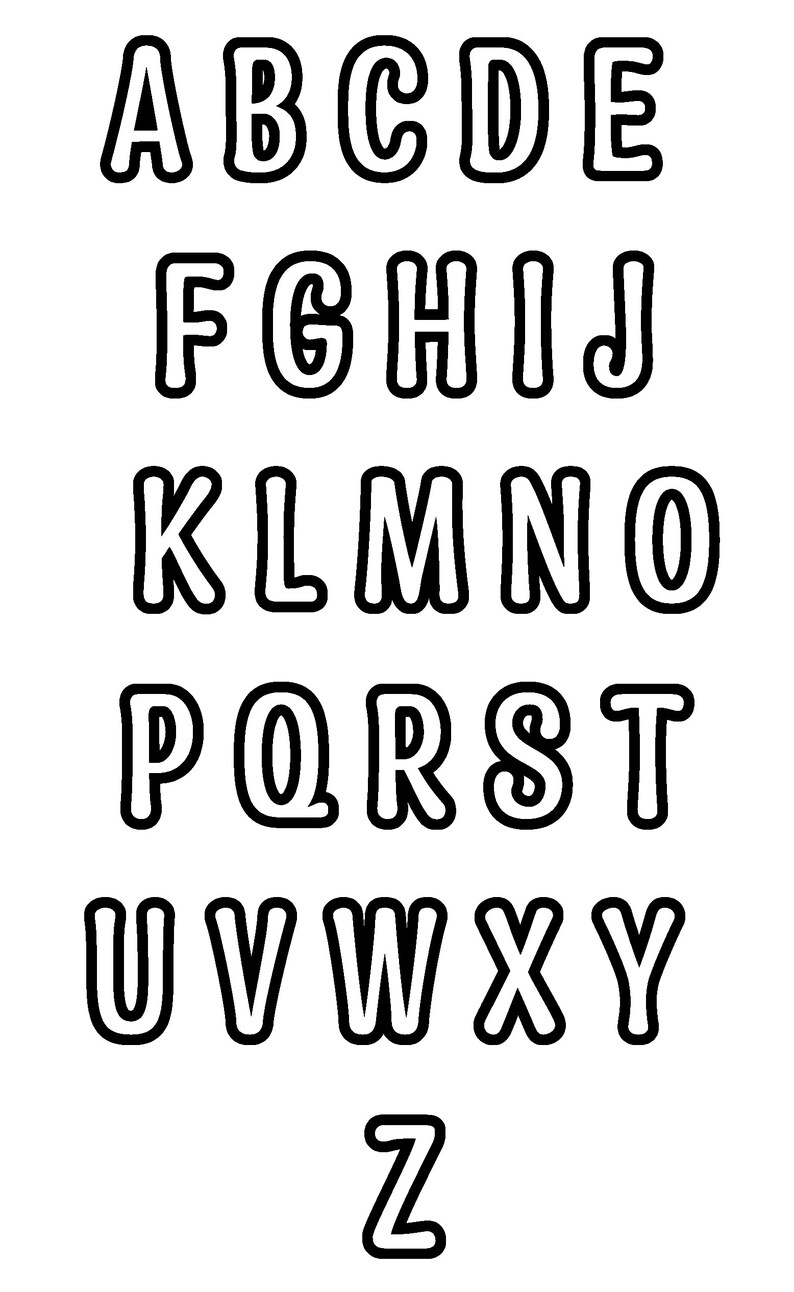Outlined Fonts Letters and Numbers SVGPNG 4 PACK Etsy