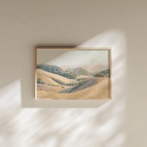 Oak Trees Painting Fine Art Print California rolling hills Santa Ynez wine country Los Olivos Santa Barbara Peaceful oil Landscape Art Napa