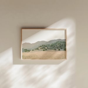Oak Trees Painting Fine Art Print California rolling hills Santa Ynez wine country Los Olivos Santa Barbara Peaceful Landscape Art