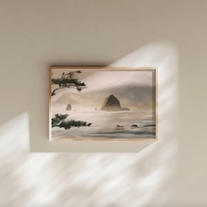 Cannon Beach Haystack Rock Sunset Landscape Seascape Painting Pacific Northwest Artwork PNW Horizontal Ecola oil Indian Beach seaside