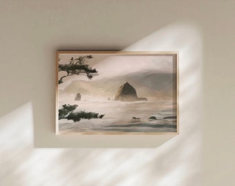 Cannon Beach Haystack Rock Art Print, Pacific Northwest Seascape