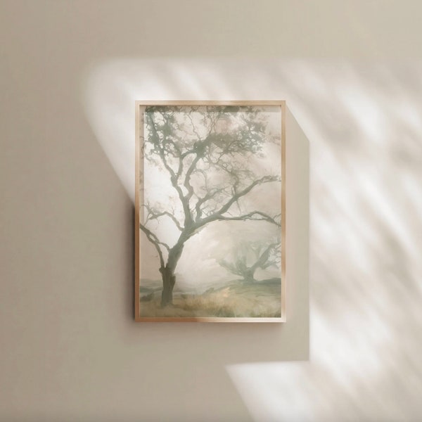Misty Oak Tree Print | Serene California Landscape Fine Art