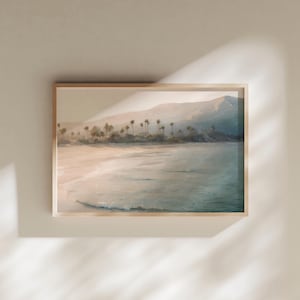 Santa Barbara Painting Print Sunset Palm trees Leadbetter beach Fine Art California Coast oil Nautical Butterfly Beach Montecito shoreline