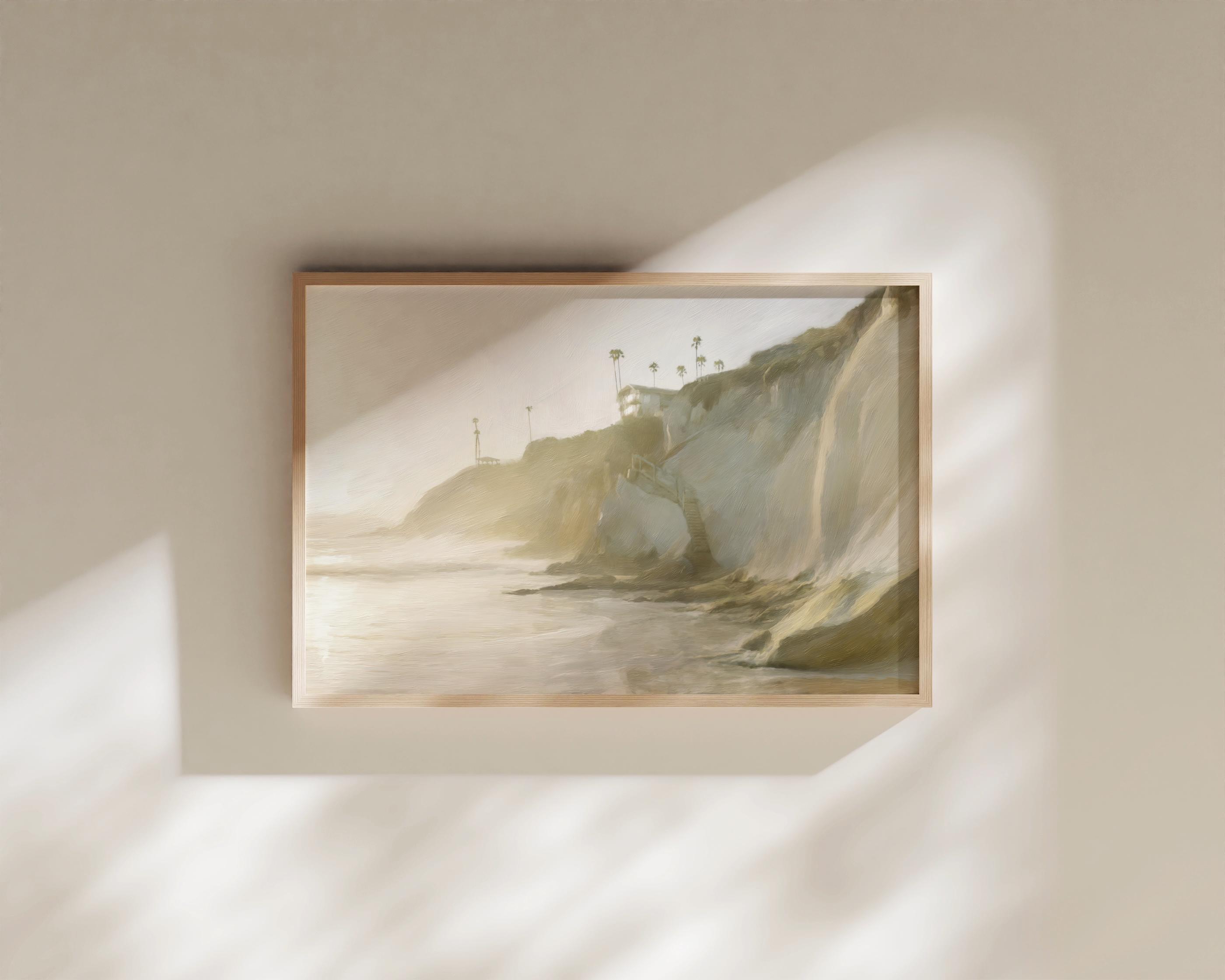 Pismo Beach Painting Print Palm trees Fine Art California Central Coast White Cliffs SLO Avila Shell Oceano Arroyo Grande Muted Minimal