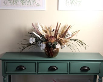 Boho Dried Flower Centerpiece in Ceramic Vase: Table Decor