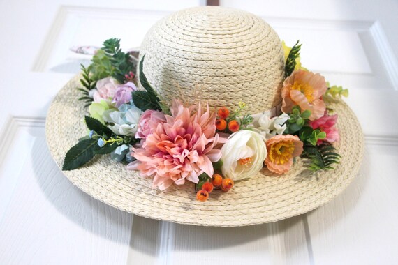 Handcrafted Floral Hat: All-seasons Faux Flower Decor - Etsy display picture 2