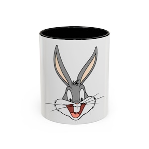 Bugs Bunny Face Classic Coffee Mug, Nostalgia Accent Cup, Cartoon, Gender Reveal Mug, Vintage Cartoon Character, 11oz 15oz