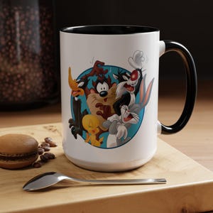 Looney Tunes Classic Characters Mug, Nostalgia Cartoon Cup, Gender Reveal Coffee Mug, Vintage Character Gift, 11oz 15oz