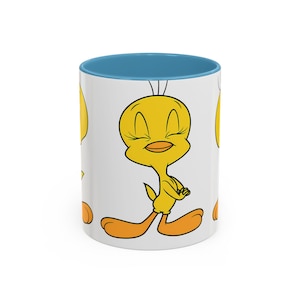 Tweety Bird Accent Mug, Looney Tunes Vintage Cartoon Character Cup, Nostalgic Gender Reveal Gift, 11oz 15oz, Classic Coffee Mug