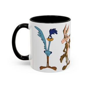 Classic Coffee Mug, Wylie Coyote Road Runner Series Nostalgia Accent Cup, Vintage Cartoon Character Cup, Cartoon Lover Gift, 11oz 15oz Mug
