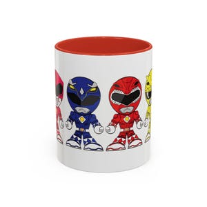 Power Rangers Mini Cute Nostalgia Accent Mug, kubek z postaciami z kreskówek w stylu vintage, 11 uncji 15 uncji, retro kubek do kawy dla miłośników kreskówek, prezent dla fanów
