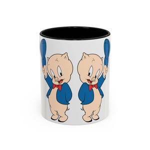 Porky Pig Classic Wraparound Mug, Cartoon Nostalgia Accent Cup, Gender Reveal, Birthday Gift, Vintage Character, 11oz 15oz