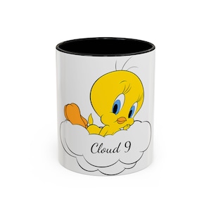 Personalizowany klasyczny kubek do kawy z motywem ptaka Tweety, kubek z akcentem nostalgii Looney Tunes, prezent dla miłośnika kreskówek, 11 uncji