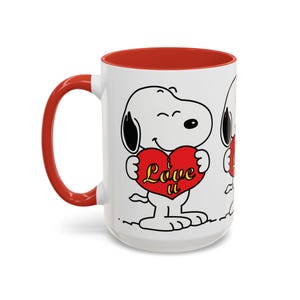 Taza de café con dibujos animados, Snoopy te amo, regalo para fans de Peanuts, 325 ml y 433 ml, diseño envolvente, nostalgia, dibujos animados antiguos, amigos de Snoopy
