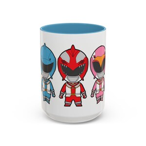 Power Rangers Mini Stand Nostalgia Accent Mug, Vintage Cartoon Character Cup, Retro Coffee Mug