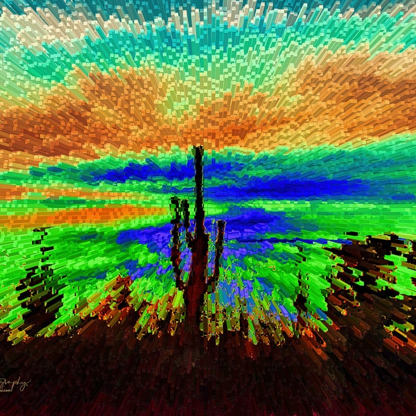 Digital Art Download Saguaro Sunset Rendered Photo Art Wall Decor