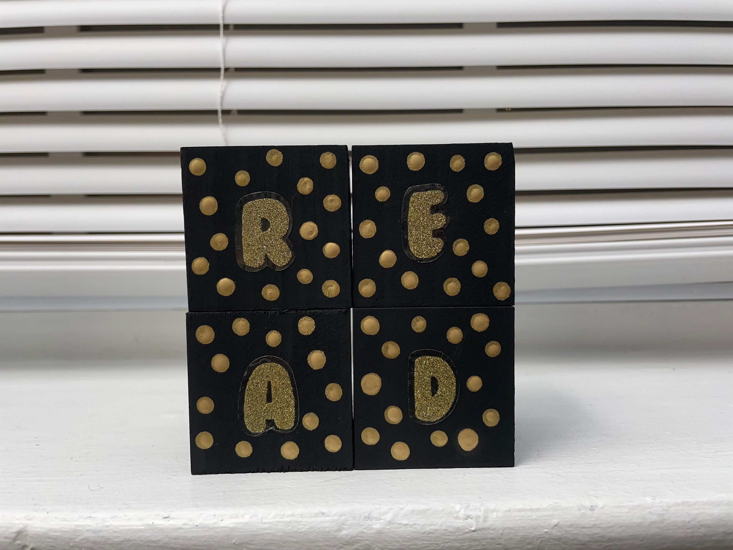 Custom READ Letter Blocks | Wood Block Shelf Sign | Bookshelf Sign ...