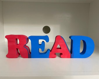 Custom READ Wood Sign | Personalized Wood Block Shelf Sign | Bookshelf Decor | Classroom or Office Decor | Librarian Gift | Book Nook Decor