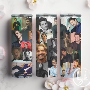 Pedro Pascal photo collage 20oz tumbler wrap PNG